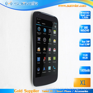 5.0inch Capacitive Screen 960X540p Mtk 6582m Quad Core Android Smartphone (X1)